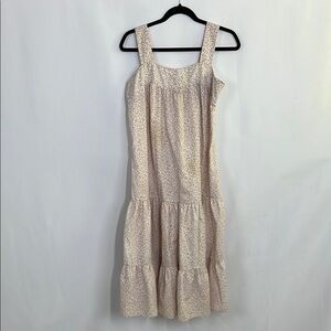 Floral Cream Sleeveless Dress tiered Midi Square Neck Dress with thick strap